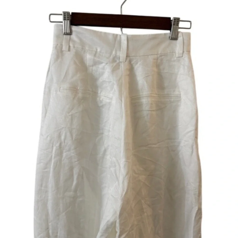 ANINE BING Lou pleated woven wide-leg pants Ivory‎ white Linen Blend size 2 NWT